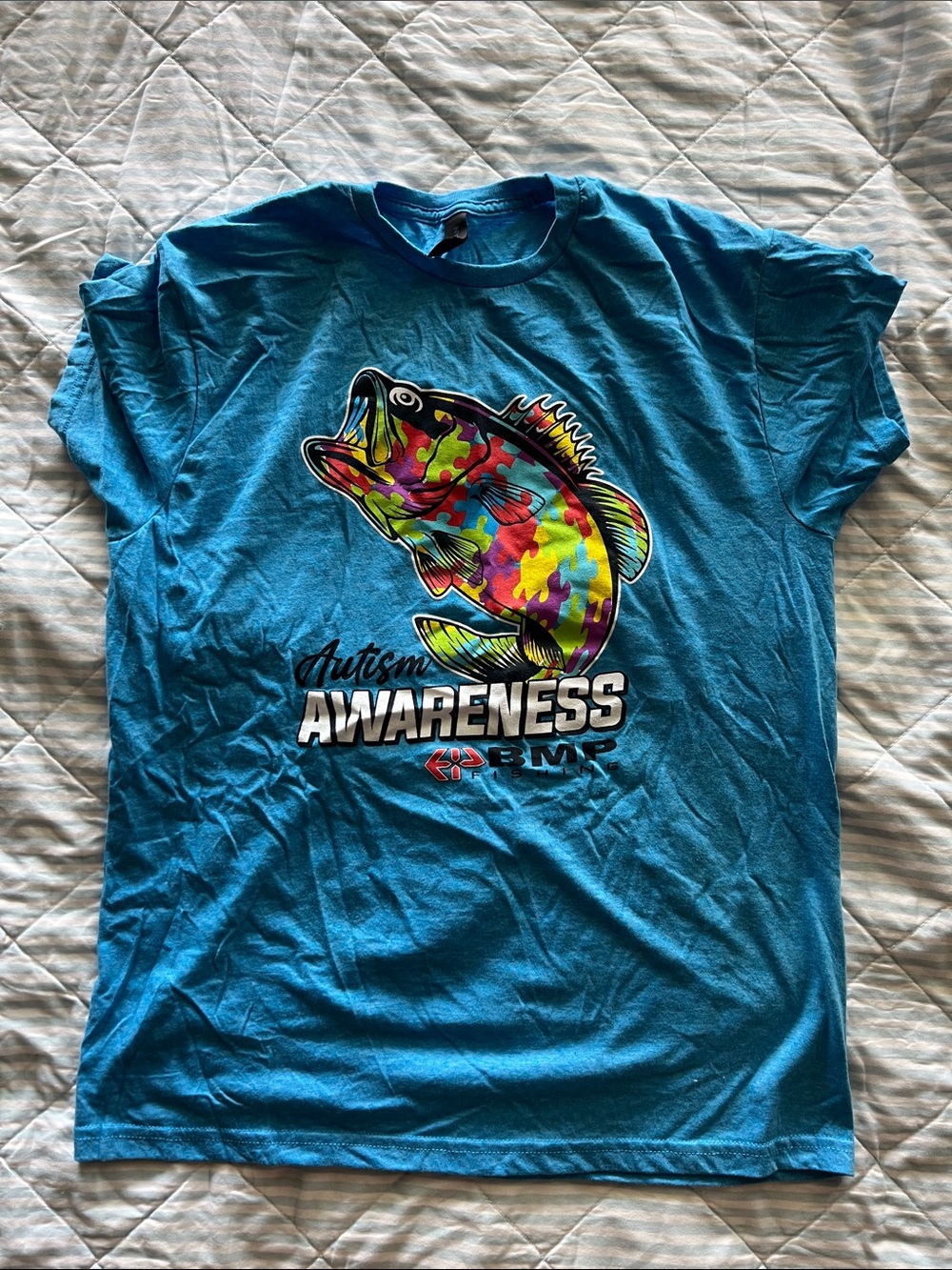 Autism Awareness Fish Graphic Tee - Blue